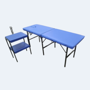 Camilla Plegable Reforzada + Estante Azul