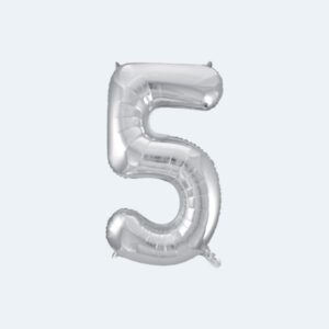 Globo Numero 5 Plateado Metalizado 100cm